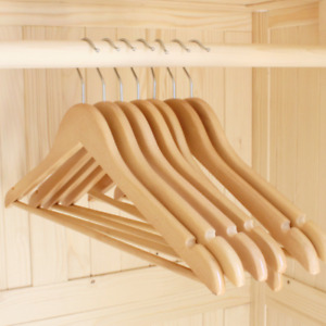 200x Wooden Coat Hanger Notches Trousers Bar Housewares Wooden Clothes Hangers