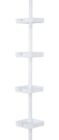 4 Tier White Corner Caddy/Tray Shower Organizer, Adjustable Spring Tension Rod