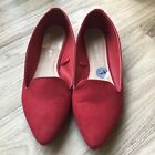 Madden Girl Red Flat Pointed Faux Suede Sz 7
