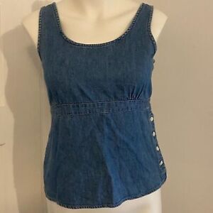 Y2K Old Navy size Small Denim Chambray Milkmaid Side Button Cottagecore Tank Top