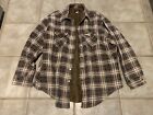 VINTAGE 80s Wrangler Jacket Coat XL Brown Plaid Quilted Lining Brown USA RARE