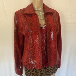 New ListingVintage Red Genuine Leather Snakeskin Embossed Jacket Size Women’s 8