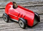 Antique Red Heavy Midget Racecar w/Driver Wind-up Tin Toy ✨Works