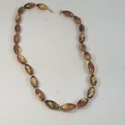 Retro Faux Amber Beads Silver Tone Spacers Women's Necklace