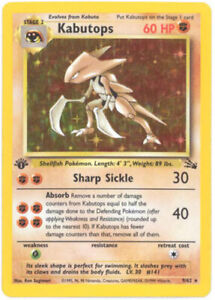 Pokemon Card - Fossil 9/62 - KABUTOPS (holo-foil) **1st Edition** - NM