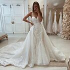 Mermaid Wedding Dresses with Removable Train Lace Applique SweetheartBridal Gown