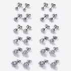 24pcs/lot Stud Earrings Round Cubic Zirconia Stainless Steel Earrings Men Women
