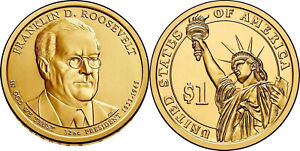2014-P Franklin Roosevelt Presidential Dollar US Golden $1 Coin - UNCIRC US Mint