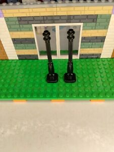2 Lego City/Town/Village BLACK STREET LIGHT Minifig Train Station Lamp Post