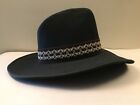 GA Western Cowboy Hat Black with brown hatband Size SMALL 6 3/4 - 6 7/8