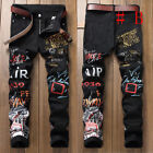 Men Skinny jeans Floral Pant Frayed Jeans Ripped Jeans Denim Pant Casual Pants
