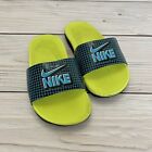 Nike Boys Kawa Sandals Blue Green Slip On Slides Size 12C