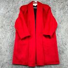 VINTAGE Wool Jacket Womens Medium Red Open Font Lined Trench Coat USA 90s