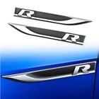 2x Universal Black Metal R Logo Car Side Wing Fender Emblem Knife Badge Stickers (For: Kia Sportage)
