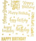 2 Sheets Gold Foil Happy Birthday Planner Stickers Papercraft Envelope Seal Card