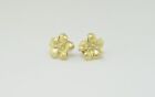 14k Yellow Gold  Flower Earrings With Diamonds