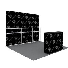 10ft Fabric Trade Show Display Booth Set with Back Wall Product Shelves Podium