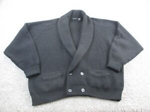 Vintage Claiborne Cardigan Sweater Mens Black Shawl Neck Extra Large XL Heavy