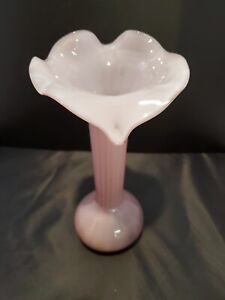 Vintage Art Glass Cased Jack In The Pulpit Vase Blown Glass