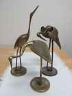 Set of 3 Large Vintage Solid Brass Heron/Crane Figurines - Leonard - Korea