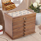 Large Vintage Wooden Jewelry Box 6 Layers Necklace Organizer Storage Box Gift