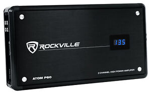 Rockville ATOM P60 4800 Watt Peak/1200w RMS 2 Channel Car/ATV Amplifier w Meter