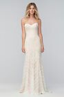 WEDDING DRESS WTOO BY WATTERS BETTY LACE PEARL ALMOND SWEETHEART STRAPLESS GOWN