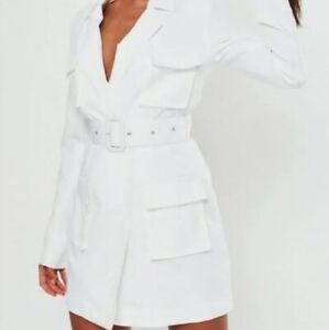 Missguided White Tailored Utility Pockets Blazer Mini Dress Size 6