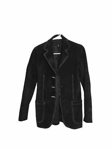 Theory Jacket Women’s Suede Jacket Color Black Size S 100% Leather 3 Buttons