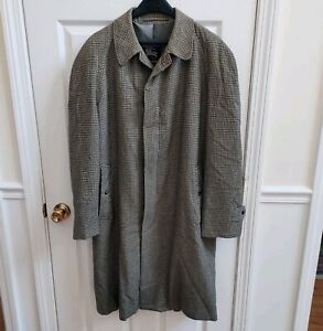 Vintage Burberry Houndstooth Trench Coat Made In England Fit Men's L
