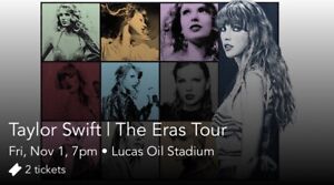 TWO (2) VIP Taylor Swift Eras Tickets ~ FLOOR Section E, Indianapolis, 11/01/24
