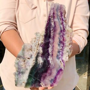 6.02lb Natural beautiful Rainbow Fluorite Crystal Rough stone specimens cure