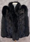 Vintage Ranch Mink & Black Fox REAL Fur Coat Collar 39” L 14-16 Denmark Dyed