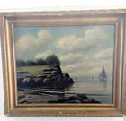 Antique Seascape Signed D.A. Fisher Oil On Board Painting