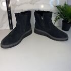 Clarks Womens Black Suede Leather Snow Boots Size 8.5