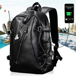 New Backpack Men Waterproof Leather Travel School Bag