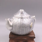 Pure 999 Fine Silver Teapots Handmade Vintage Small Pot Dinner Tea Set 3.1inchH