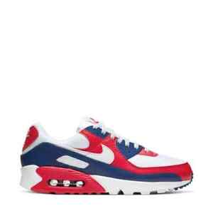 Mens NIKE AIR MAX 90 White/Obsidian/University Red CW5456-100 Shoes