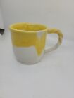 Handthrown handmade pottery coffee mug yellow White New