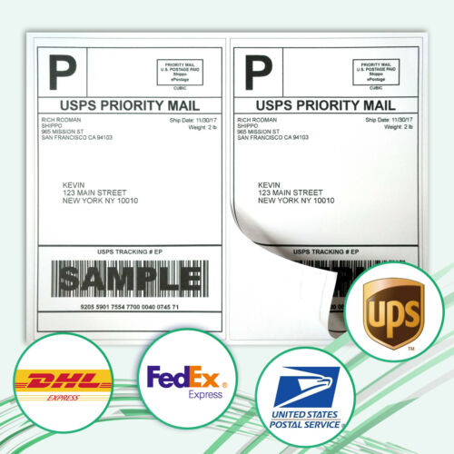 1100 Shipping Labels 8.5x5.5 Self Adhesive Half Sheet Shipping Labels 1000 + 100