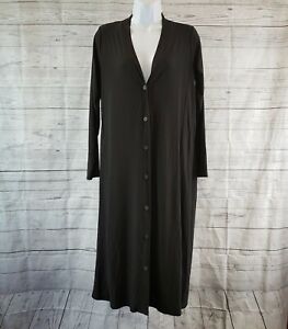 Fenini Womens Dress Sz Small Solid Black Long Sleeve Button Front