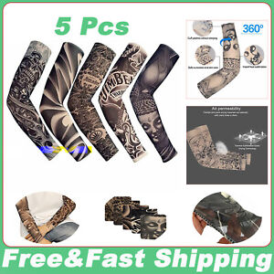 5 Pcs Tattoo Cooling Arm Sleeves Cover Basketball Golf Sport UV Sun Protection