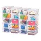 Small Stackable Plastic Closet Storage Box Clear Set of 20 With Snap-tight Lid