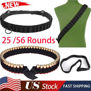 25/56 Rounds Tactical Holder Shotgun Sling Bandolier 12/20Gauge Shell Ammo Belts