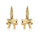 Solid 14K Gold Cute Bow Dangling On 14K Gold Endless Hoop Earring -1x10MM