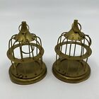 Set of 2 Vintage Miniature Brass Bird Cages 3