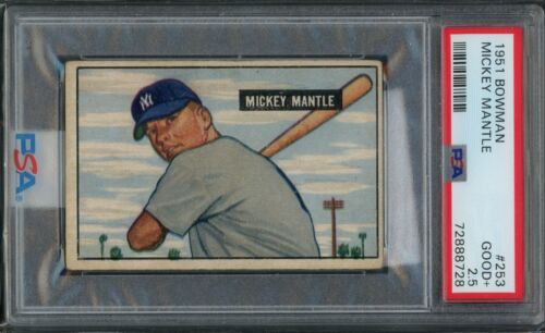 1951 Bowman Mickey Mantle HOF Baseball ⚾️ Rookie  # 253 PSA 2.5