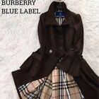 Burberry Blue Label Trench Coat Long Nova Check Brown Women Size 38/S-M Used