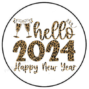 HELLO 2024 HAPPY NEW YEAR LEOPARD ENVELOPE SEALS LABELS STICKERS PARTY FAVORS