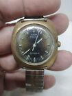 Vtg Timex Electric Dynabeat Mens Gold Tone Brown Dial Watch FOR PARTS OR REPAIR